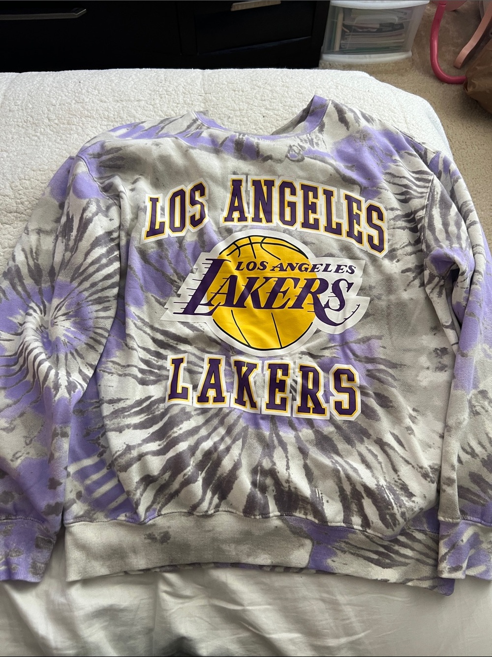 Lakers Tie-Dye Crewneck Sweatshirt - Purple/Gray size L
